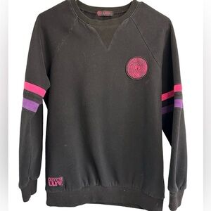✌️Dutch Bros Black Dutch LUV Crewneck Sweatshirt XSmall Stripes Patch ‘92